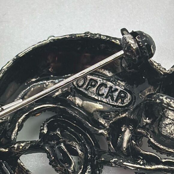 Vintage OPC KR signed iguana pin/pendant crystal rainbow lizard necklace - Picture 6 of 9